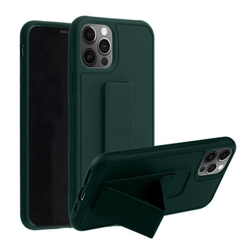 Margoun Apple iPhone 14 Pro Max Car Magnetic Multi-function Shockproof Protective Mobile Phone Case Cover with Finger Grip Holder, Dark Green