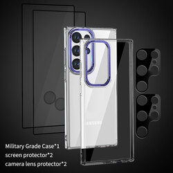 MARGOUN 5 Packs For Samsung Galaxy S23 Ultra Clear Case With 2 Screen Protectors and 2 Camera Lens Protectors/Purple