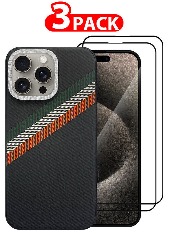 

MARGOUN for iPhone 15 Pro Max 3 Pack Case Cover and 2 Screen Protectors Carbon Fiber Pattern Phone Case Slim Shockproof Back Cover