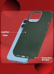 MARGOUN for iPhone 13 Pro Max Case Cover Leather Case with Lens Frame Shockproof Full Body Protective Cover Green