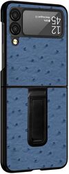 MARGOUN For Samsung Galaxy Z Flip 3 SHD Luxury Leather Case Crocodile Skin Pattern Cover with Foldable Kickstand (dark blue)