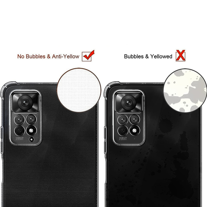 MARGOUN For Xiaomi Redmi Note 11 4G Case Cover Clear Protective TPU Four Corners Cover Transparent Soft Case