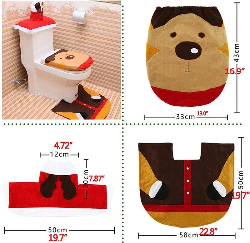 MARGOUN Single-piece Santa Clause Pattern Toilet Seat Cover Home Christmas Overcoat Toilet Case Bathroom Decorative Products (B)