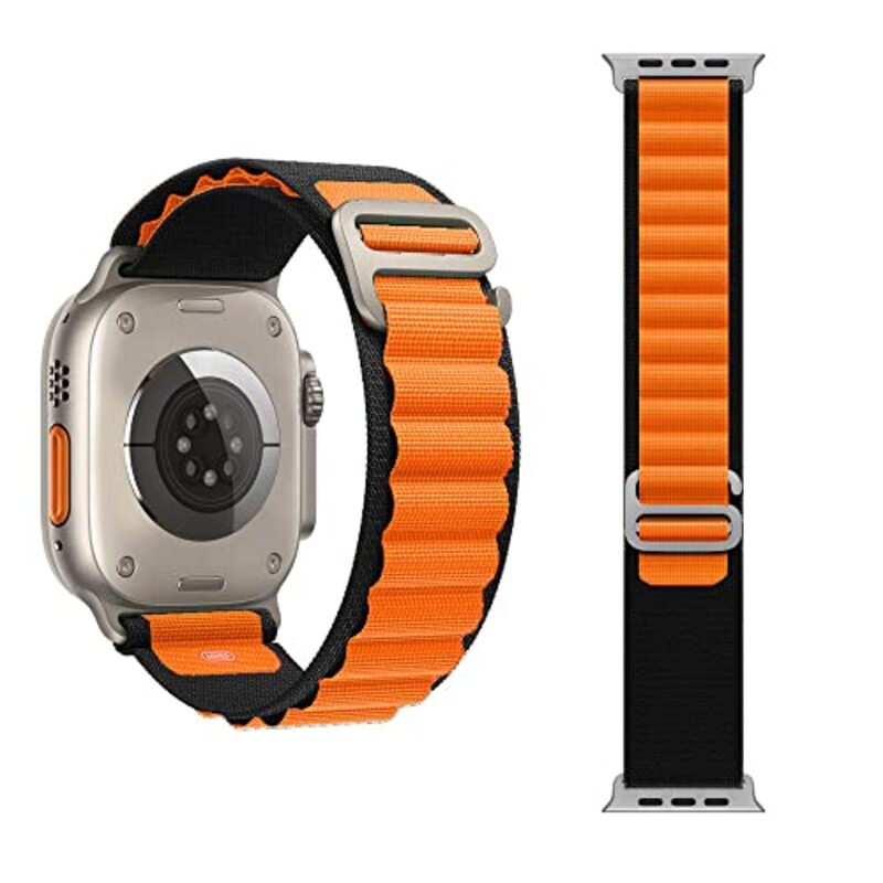 Margoun Nylon Alpine Sport Loop Watch Band for Apple iWatch Series 8/Ultra/7/SE/6/5/4/3/2/1 49mm/45mm/44mm/42mm, Orange