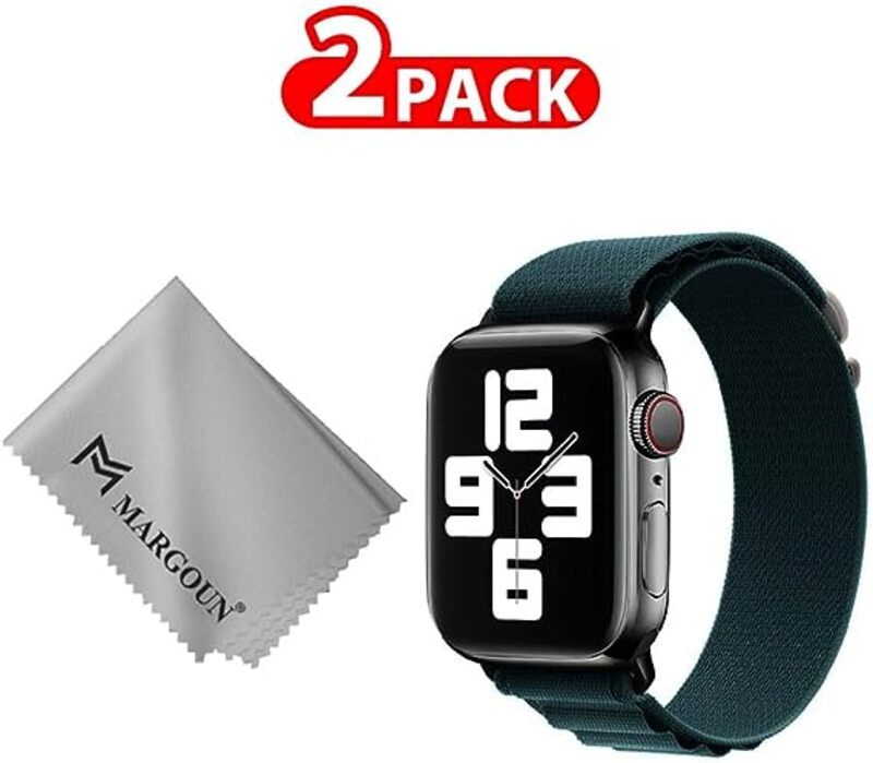 MARGOUN For Apple Watch Band 49mm 45mm 44mm 42mm Alpine Nylon Woven Sport Strap With Microfiber Cleaning Cloth Compatible For iWatch Series 8/7/SE/6/5/4/3/2/1 - B02