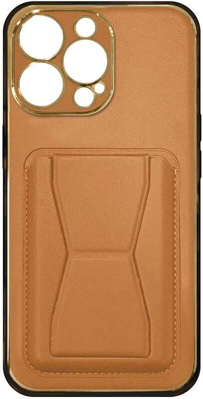 MARGOUN For iPhone 13 Pro Case Cover Leather with Kickstand and Visa Card Holder (iPhone 13 Pro, Amber)