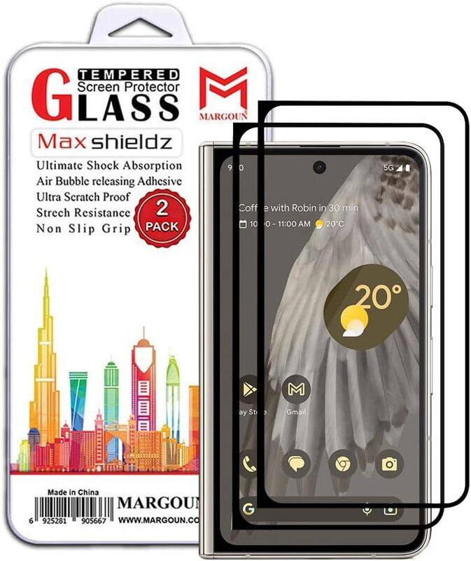 MARGOUN 2 Pack for Google Pixel Fold Screen Protector Side Black Tempered Glass 9H Hardness Anti Finger-Print