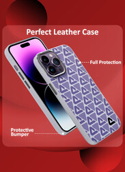 MARGOUN for iPhone 14 Pro Max 3 Pack Case and 2 Screen Protectors Leather Back Cover Triangle Pattern Shockproof Protective Phone Case Purple