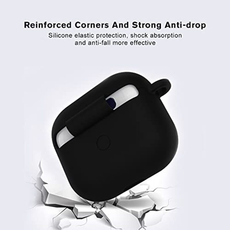 Margoun Silicone Case Cover with Clip for Airpods 3 Case 2021 3rd Generation, Black