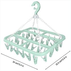 Clothes Drying Rack Laundry Hanger with 32 Clips, Green