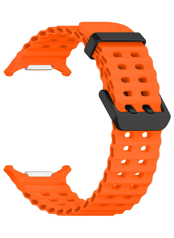 MARGOUN for Samsung Galaxy Watch 7 Ultra 47mm Silicone Band Soft Ocean Silicone Sport Strap Replacement Accessory Orange