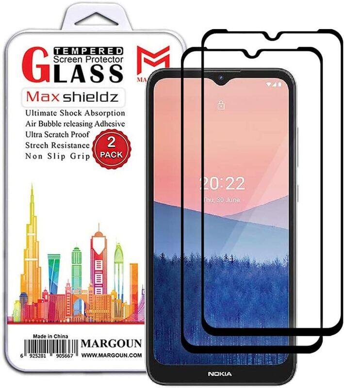 

MARGOUN 2 Pack for Nokia C21 Screen Protector Side Black Tempered Glass 9H Hardness Anti Finger-Print