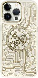 JOWAY for iPhone 14 Pro Max Chronograph Case Magsafe Ultra Slim Shockproof Transparent Cover - White