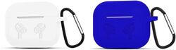 MARGOUN 2 Pack for Airpods 3 Case Cover Silicone with Clip, Airpods 3 Case 2021 3rd Generation (White/Blue)