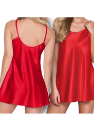 MARGOUN Women's Medium Solid Color Braces Lace Nightdress Ladies Sheep Pajamas Red MG20