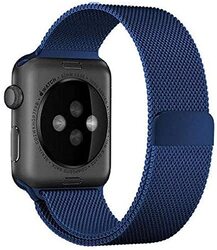 Margoun Stainless Steel Milanese Loop Alloy Replacement Strap for Apple Watch Band 42mm/44mm, Blue