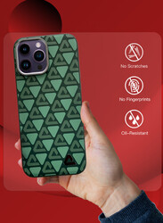 MARGOUN for iPhone 14 Pro Max 3 Pack Case and 2 Screen Protectors Leather Back Cover Triangle Pattern Shockproof Protective Phone Case Green