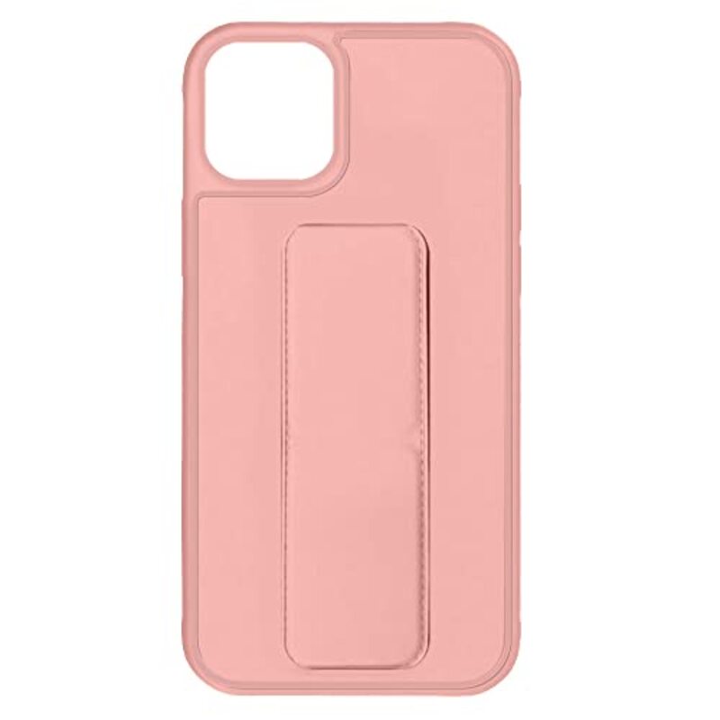 Margoun Apple iPhone 13 Magnetic Multi-Function Shockproof Protective Mobile Phone Case Cover with Finger Grip Holder, Light Pink