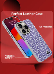 MARGOUN for iPhone 15 Pro 2 Pack Case and Screen Protector Leather Back Cover Triangle Pattern Shockproof Protective Phone Case Purple