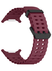 MARGOUN for Samsung Galaxy Watch 7 Ultra 47mm Silicone Band Soft Ocean Silicone Sport Strap Replacement Accessory Maroon