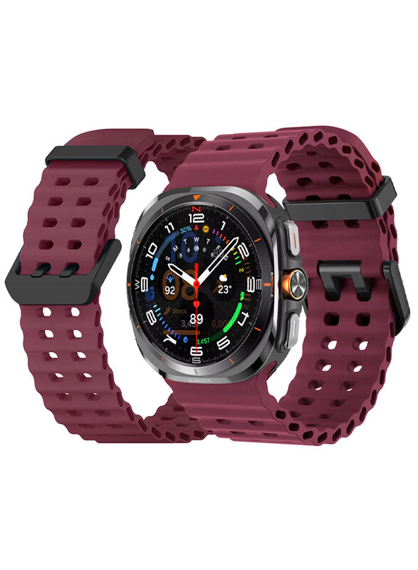 MARGOUN for Samsung Galaxy Watch 7 Ultra 47mm Silicone Band Soft Ocean Silicone Sport Strap Replacement Accessory Maroon