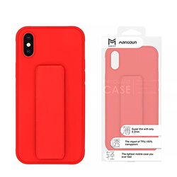 Margoun Apple iPhone XS Multi-Function Shockproof Protective Two-In-One Finger Grip Holder Mobile Phone Case Cover, Red