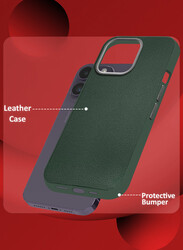 MARGOUN for iPhone 14 Pro Max 3 Pack Case Cover and 2 Screen Protectors Leather Case with Lens Frame Shockproof Full Body Protective Cover Green