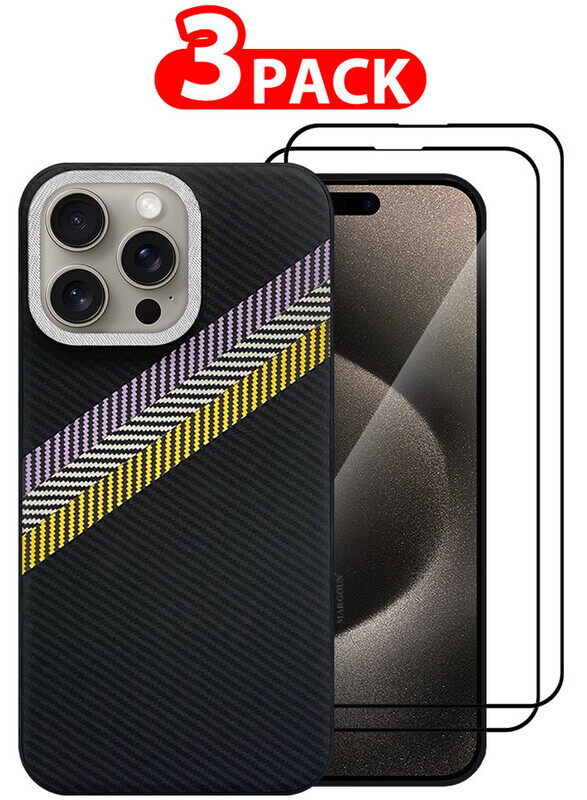 

MARGOUN for iPhone 15 Pro 3 Pack Case Cover and 2 Screen Protectors Carbon Fiber Pattern Phone Case Slim Shockproof Back Cover