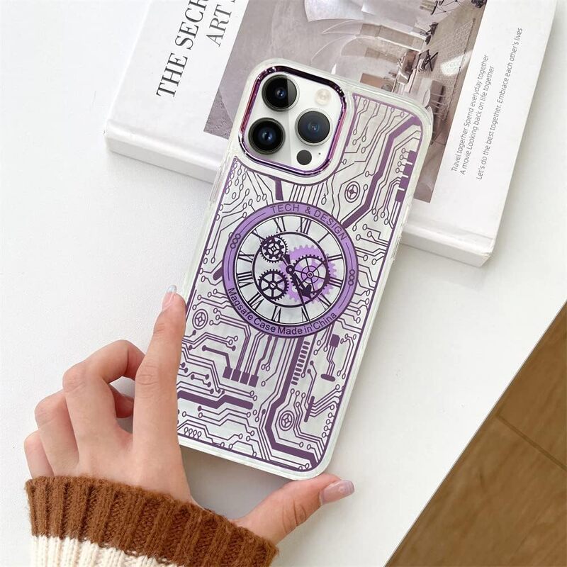 JOWAY for iPhone 13 Pro Max Chronograph Case Ultra Slim Shockproof Transparent Cover - Purple