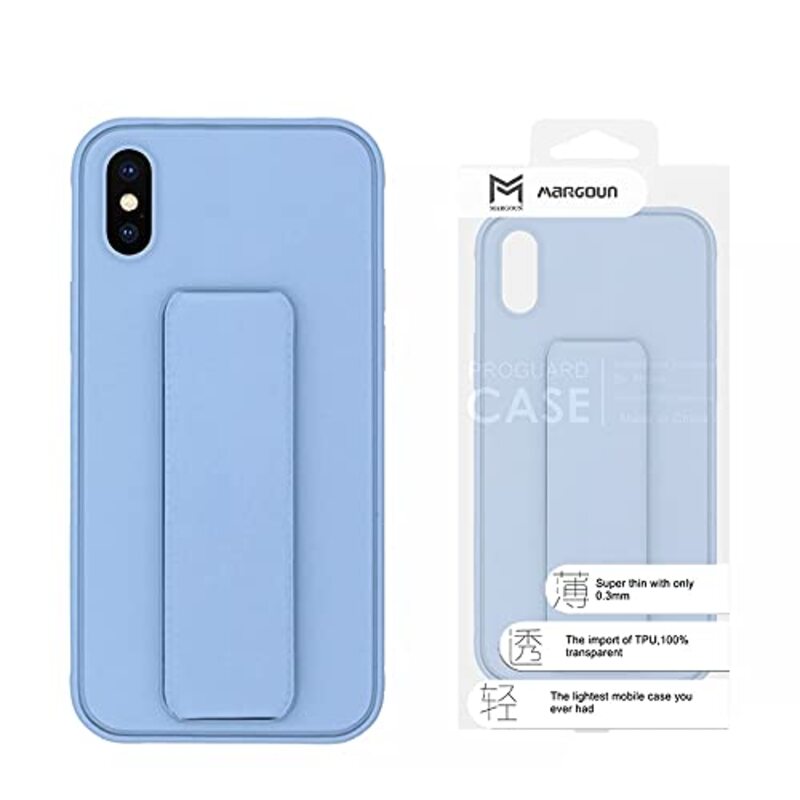 Margoun Apple iPhone XS Max Multi-Function Shockproof Protective Two-In-One Finger Grip Holder Mobile Phone Case Cover, Light Blue