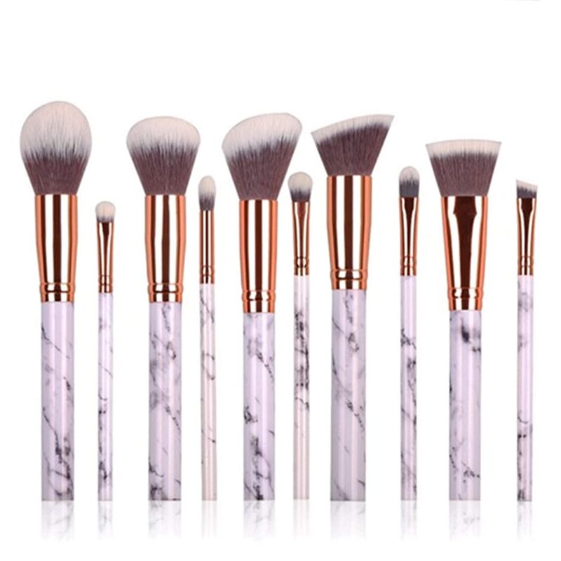 Marble Pattern Makeup Brushes Set, 10 Piece, Multicolour