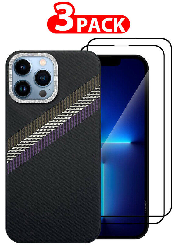 

MARGOUN for iPhone 13 Pro Max 3 Pack Case Cover and 2 Screen Protectors Carbon Fiber Pattern Phone Case Slim Shockproof Back Cover