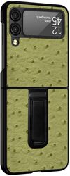 MARGOUN For Samsung Galaxy Z Flip 3 SHD Luxury Leather Case Crocodile Skin Pattern Cover with Foldable Kickstand (Green)