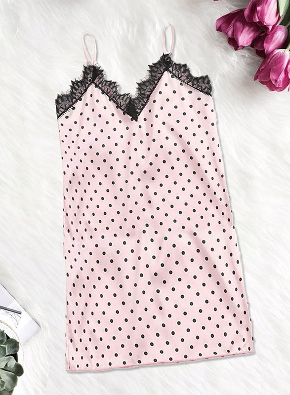 MARGOUN XL Size Women Lingerie Set Lace Babydoll Strap Dress Nightwear Open Front Style Nightwear Strap Dress Pink/M9050