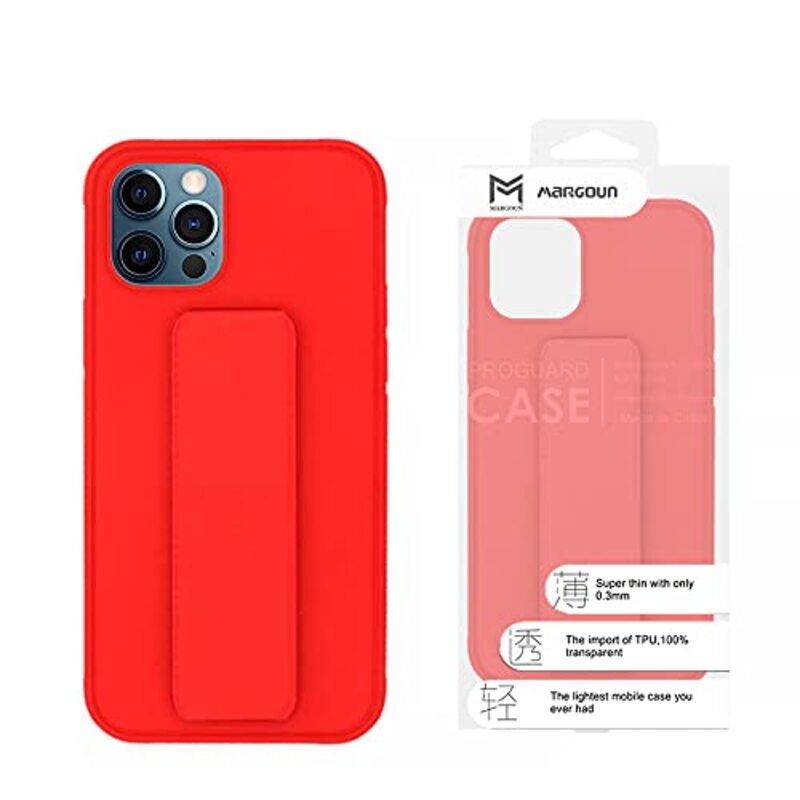 Margoun Apple iPhone 11 Pro Multi-Function Shockproof Protective Two-In-One Finger Grip Holder Mobile Phone Case Cover, Red