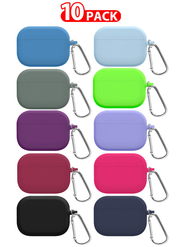 

MARGOUN 10 Pack Shockproof Case For Airpod Pro Silicone Protective Case Shockproof Case Ultra Slim Cover with Keychain Carabiner Multicolour