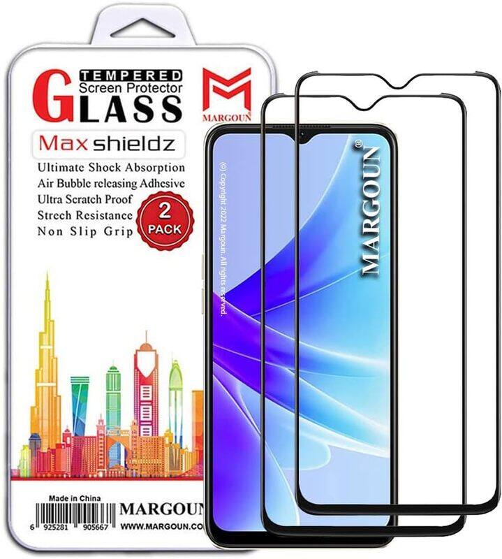 

MARGOUN 2 Pack for Oppo A77s Screen Protector Side Black Tempered Glass 9H Hardness Anti Finger-Print