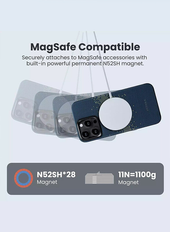PITAKA iPhone 15 Pro Max MagEZ case Aramid Fiber MagSafe Slim Light Case Less Touch Feeling StarPeak MagEZ Case/ Milk Way Galaxy