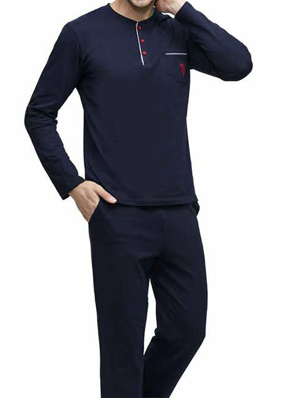 MARGOUN Men’s XL Pajama Set Pajamas For Men 2 Piece PJ Set with Cotton Knit Men Pajama Pants and Long Sleeve Shirts/XL(chest 106-111/collar44)/MG11