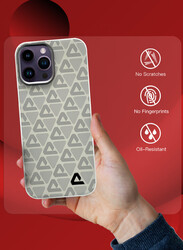 MARGOUN for iPhone 14 Pro Max Case Leather Back Cover Triangle Pattern Shockproof Protective Phone Case Light Beige