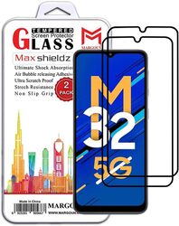 MARGOUN 2 Pack for Samsung Galaxy M32 Screen Protector Side Black Tempered Glass 9H Hardness Anti Finger-Print 