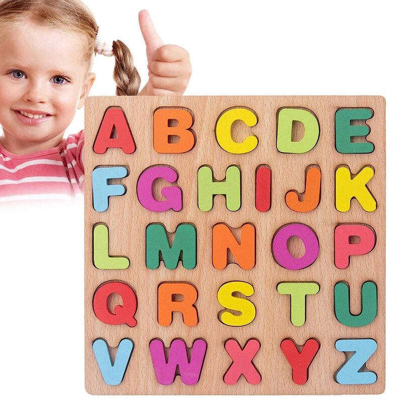 MARGOUN Wooden Puzzles for Toddlers Wooden Alphabet Number Puzzles Toddler Learning Puzzle Toys for Kids 2 in 1 Puzzle for Toddlers Age 3+