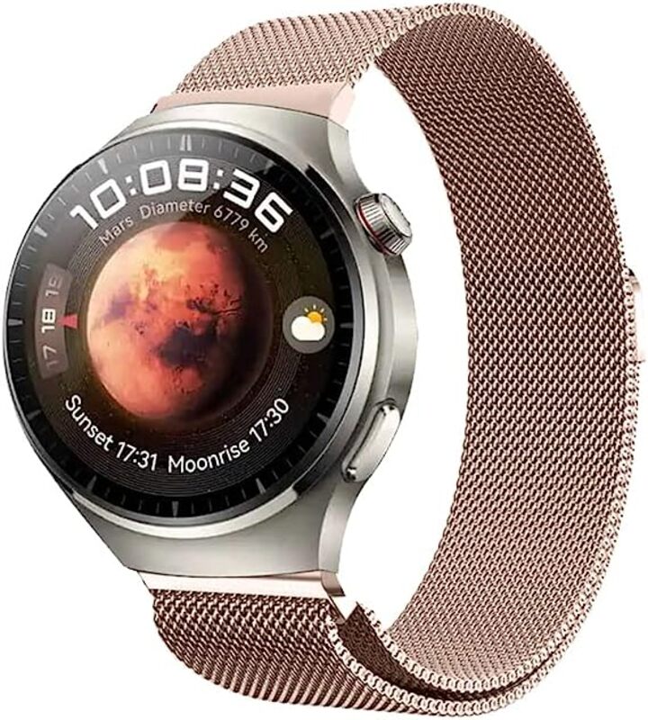 MARGOUN for Huawei Watch 4/4 Pro Metal Milanese Watchband 22mm - Rose Gold