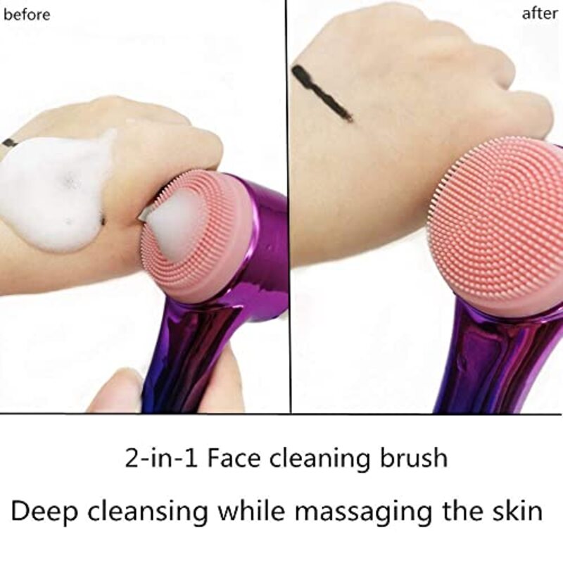 Margoun, 2 in 1 Manual Facial Cleansing Brush, Multicolour