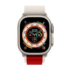 Margoun Alpine Loop Band for Apple Watch 49mm/45mm/44mm/42mm Nylon, White/Red