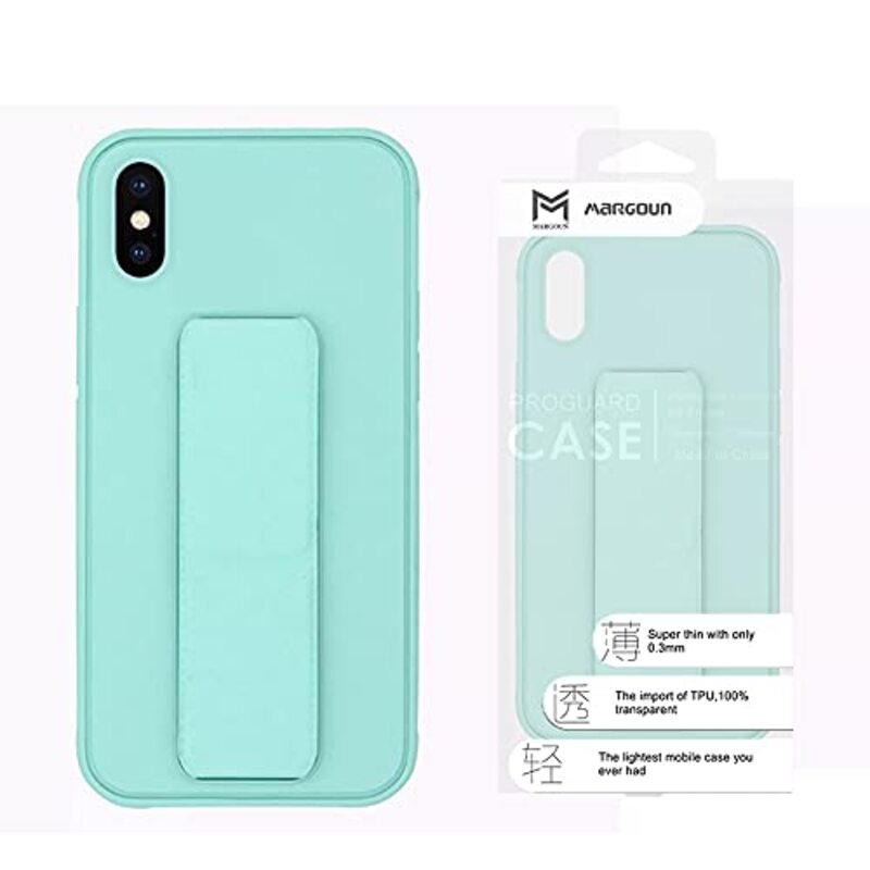 Margoun Apple iPhone XS Multi-Function Shockproof Protective Two-In-One Finger Grip Holder Mobile Phone Case Cover, Mint Green