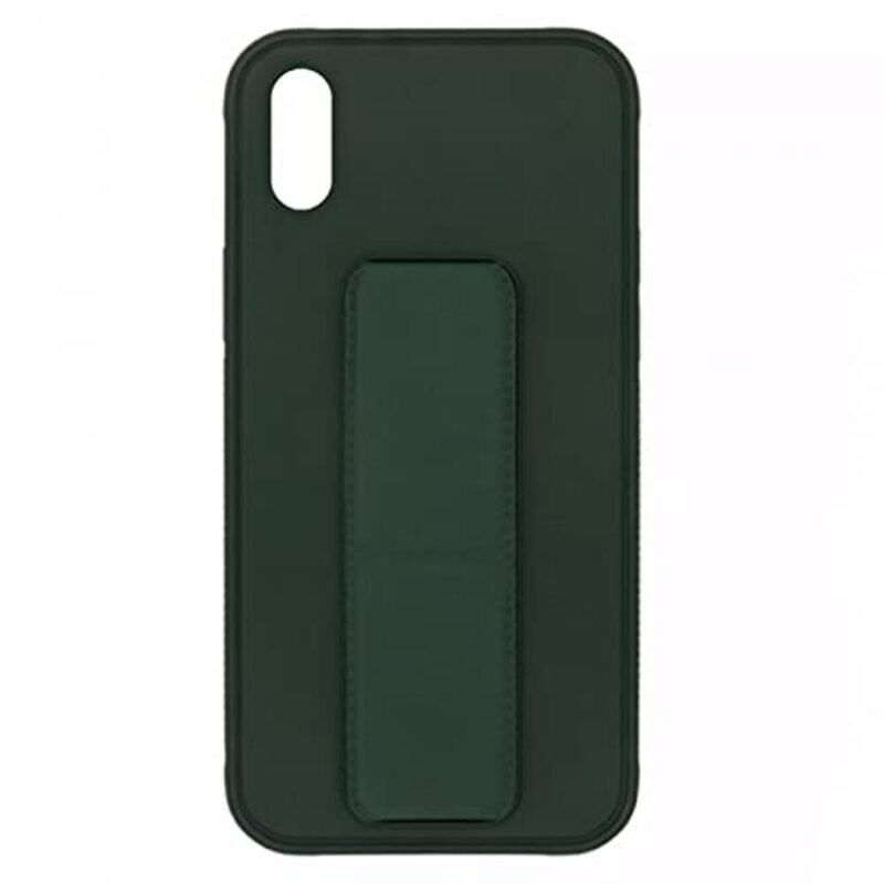 Margoun Apple iPhone XS Multi-Function Shockproof Protective Two-In-One Finger Grip Holder Mobile Phone Case Cover, Dark Green