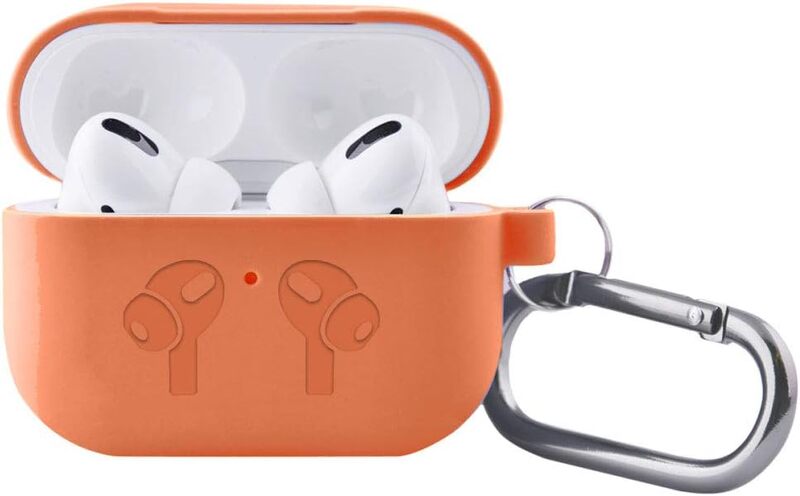 MARGOUN for Airpods Pro Case Protective Silicone Cover with Clip (orange)