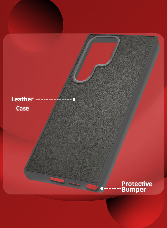 MARGOUN (for Samsung Galaxy S23 Ultra) Case Cover Leather Case with Lens Frame Shockproof Full Body Protective Cover Crimson