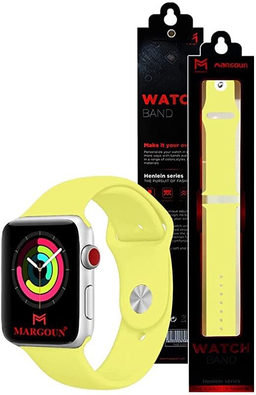 Margoun Soft Silicone Band for Apple Watch 49mm/45mm/44mm/42mm, 3 Piece, Yellow/Grey/Beige